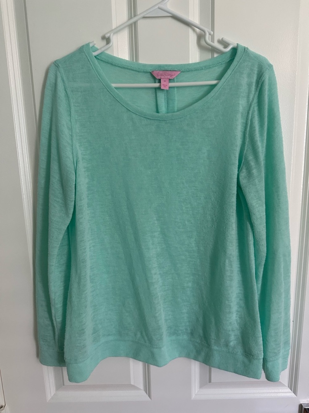 Lilly Pulitzer Mint Green Long Sleeve Scoop Neck Top